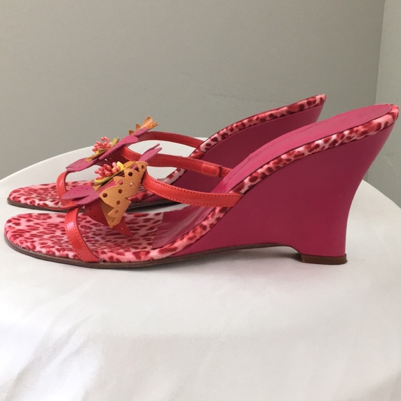 Zalo Wedge Sandals in Hot Pink - Picture 1 of 8